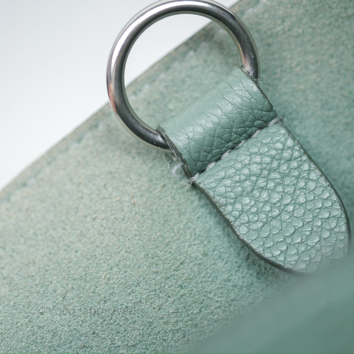 Celine Small Sangle Bucket Bag Light Green Celadon Grained Calfskin Silver Hardware