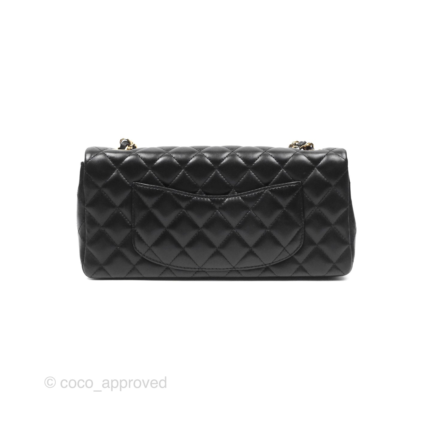 Chanel Quilted East West Flap Bag Black Lambskin Gold Hardware