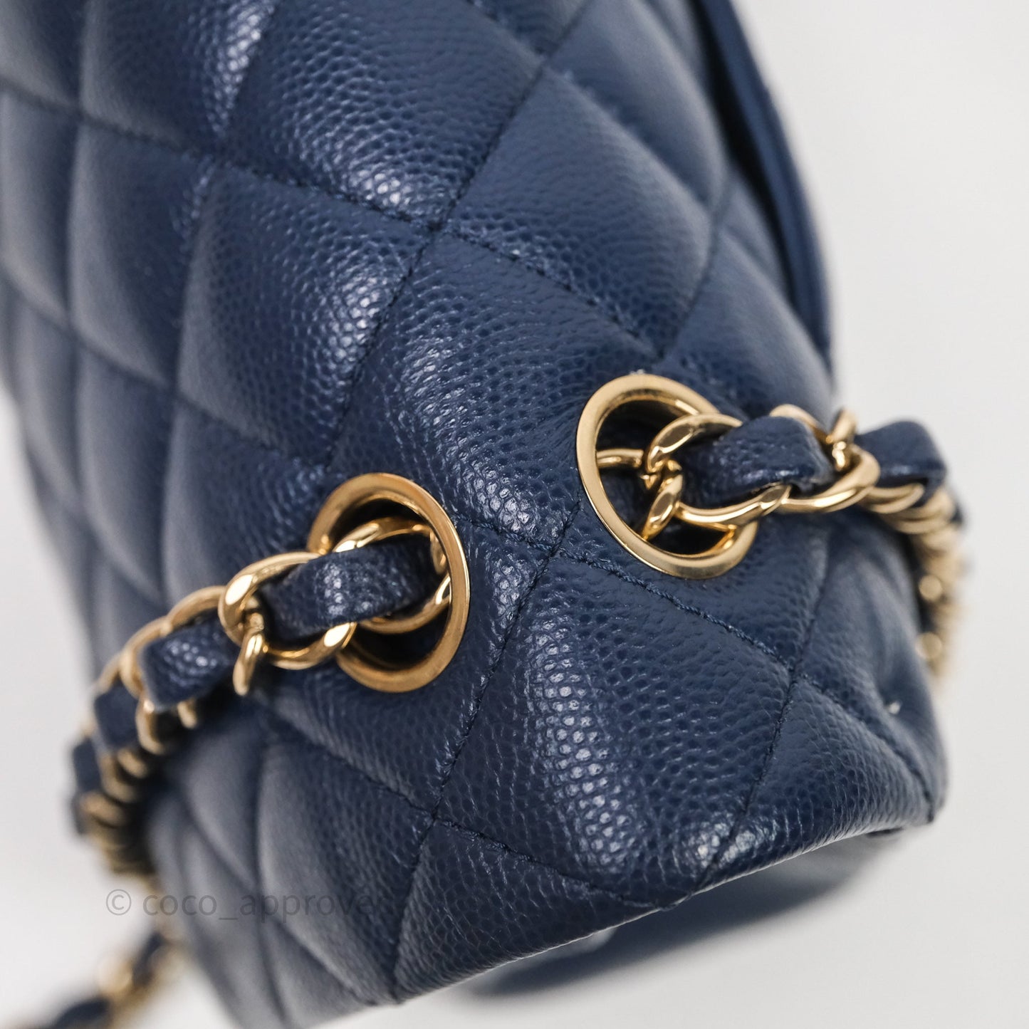 Chanel Medium Classic Flap Quilted Dark Blue Caviar Gold Hardware