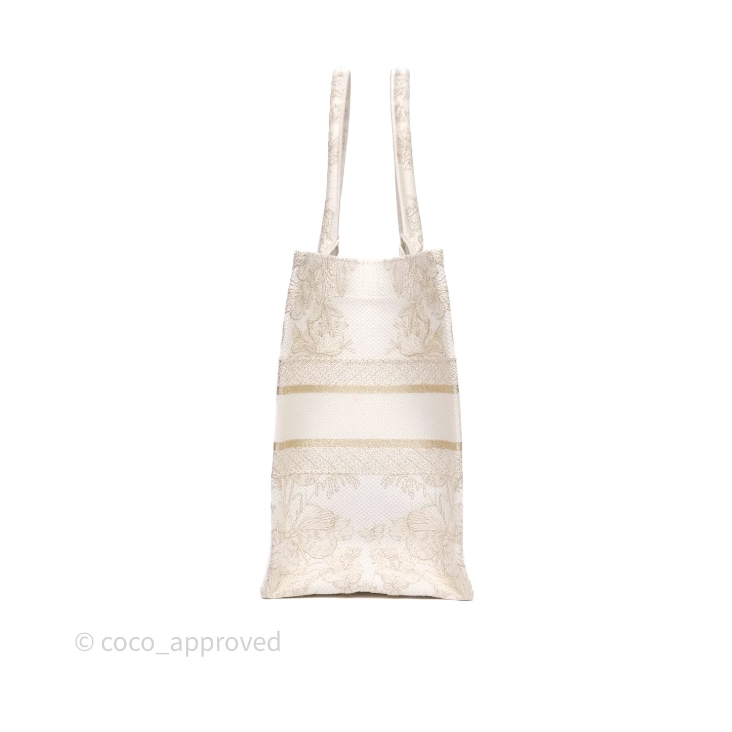 Christian Dior Medium Book Tote Latte Embroidery With Gold-Tone Metallic
