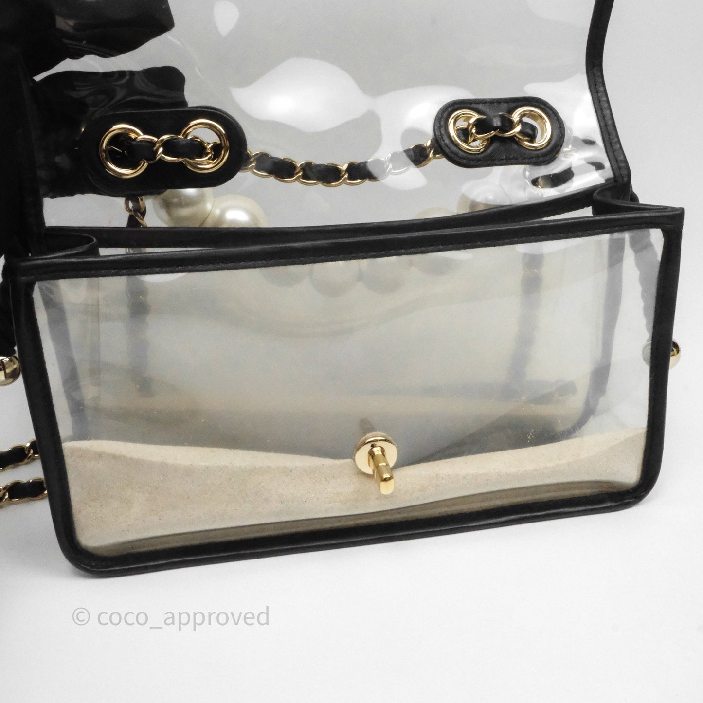 Chanel Medium Sand By The Sea PVC Flap Black Lambskin Gold Hardware