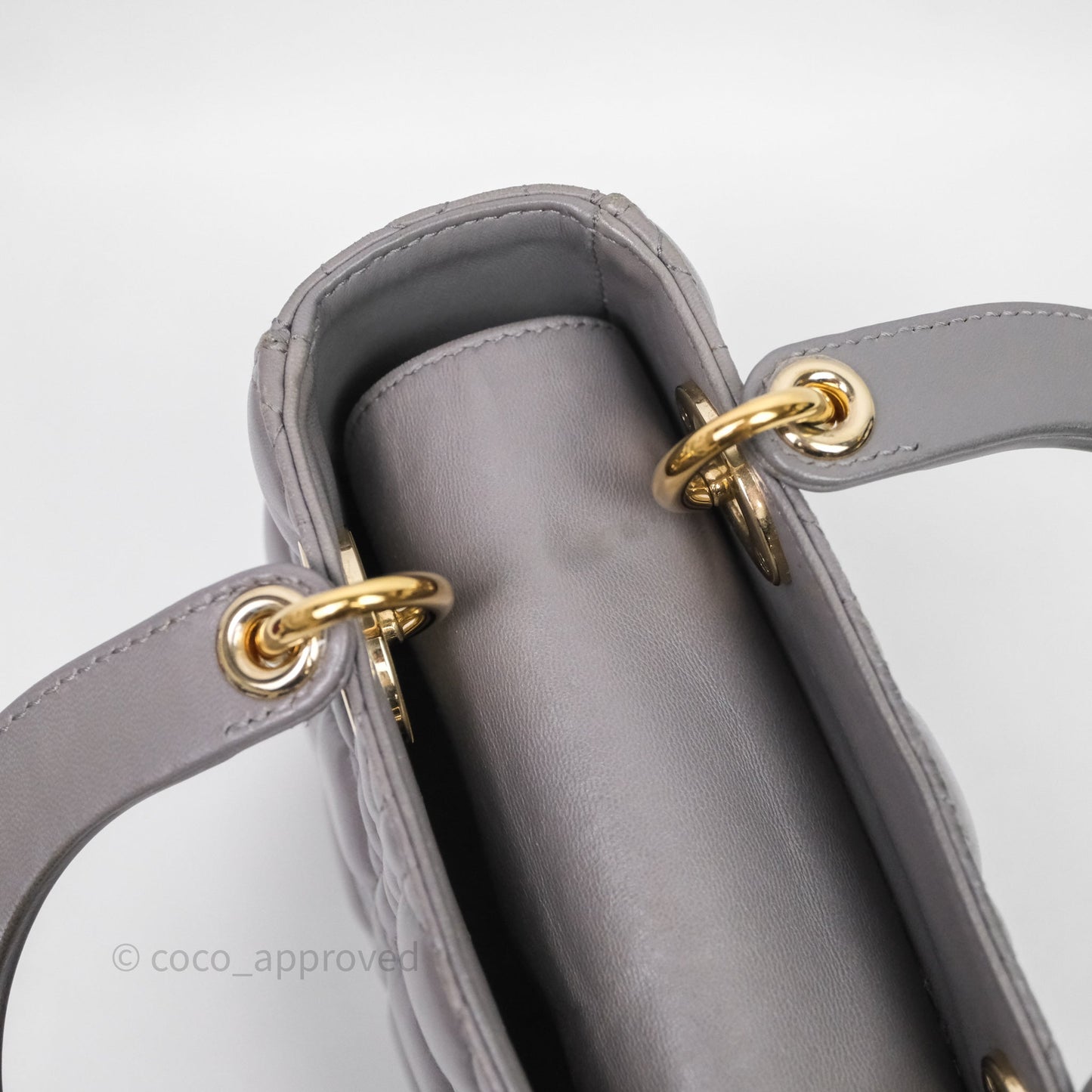 Christian Dior Small Lady Dior My ABCDior Bag Stone Gray Cannage Lambskin