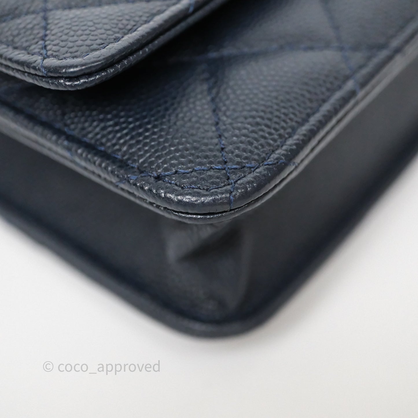Chanel Classic Wallet On Chain WOC Quilted Navy Caviar Gold Hardware