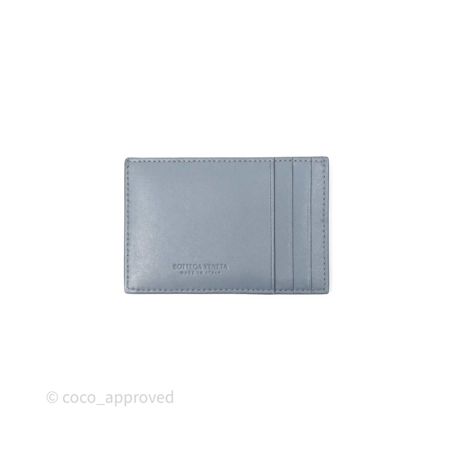 Bottega Veneta Cassette Credit Card Case Grey Blue