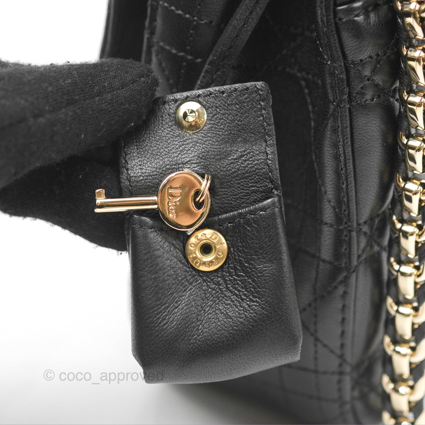 Chanel Medium Miss Dior Flap Bag Black Cannage Lambskin Gold Hardware