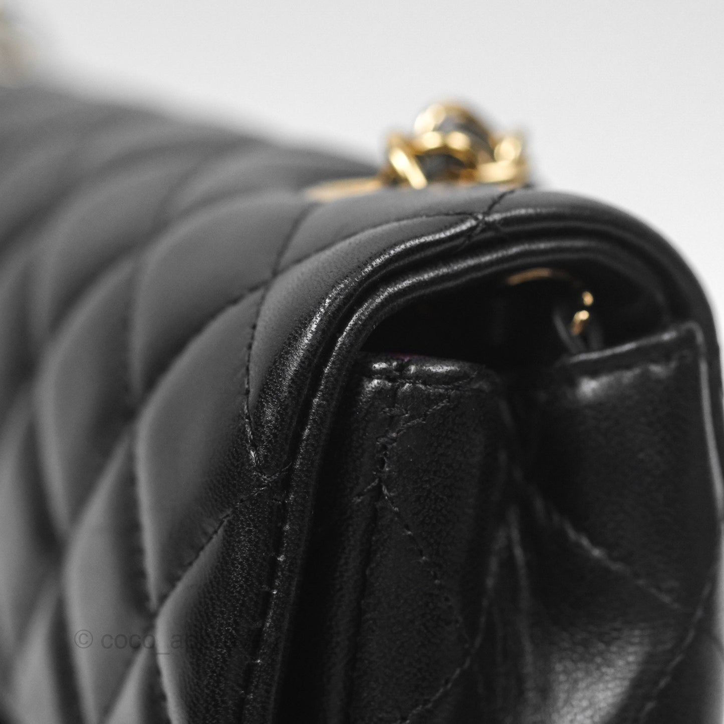 Chanel Quilted East West Flap Bag Black Lambskin Gold Hardware