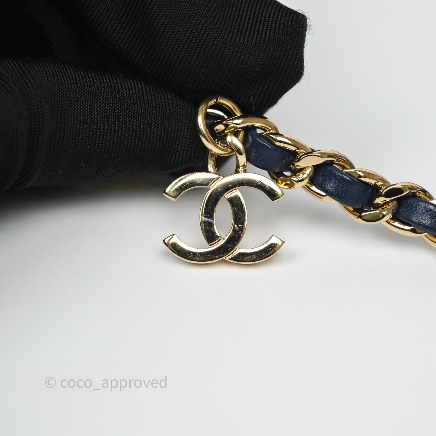 Chanel CC Mania Flap Bag Navy Lambskin Gold Hardware