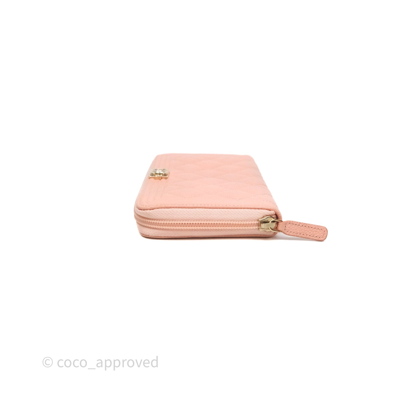 Chanel Boy Zip Long Wallet Pink Caviar Gold Hardware