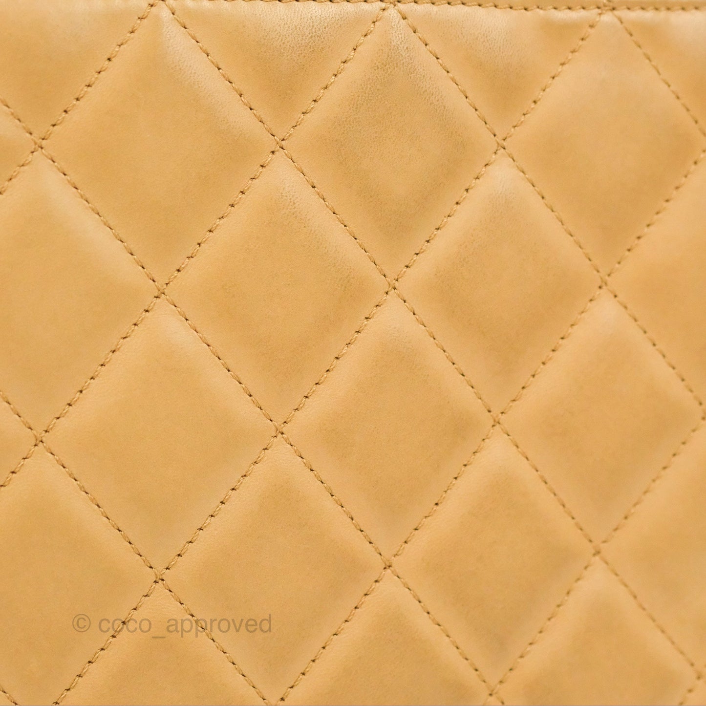 Chanel Vintage Small Top Handle Tote Quilted Beige Lambskin