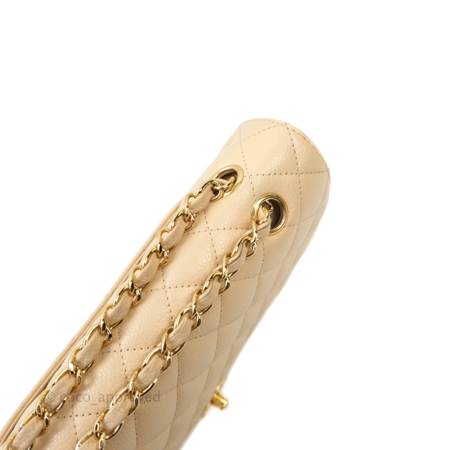 Chanel Classic M/L Medium Double Flap Beige Caviar Gold Hardware