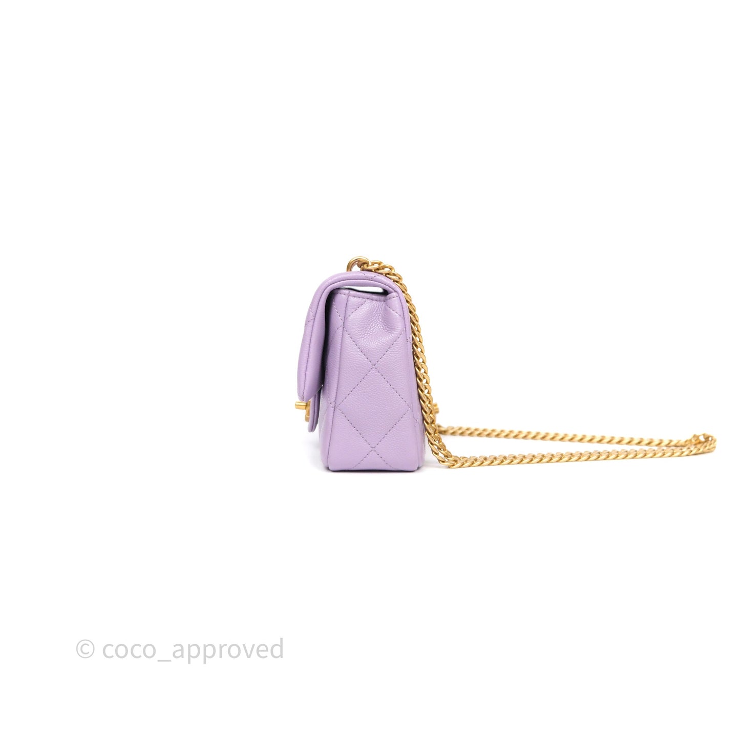 Chanel Heart Crush Mini Flap Bag Lilac Purple Caviar Aged Gold Hardware