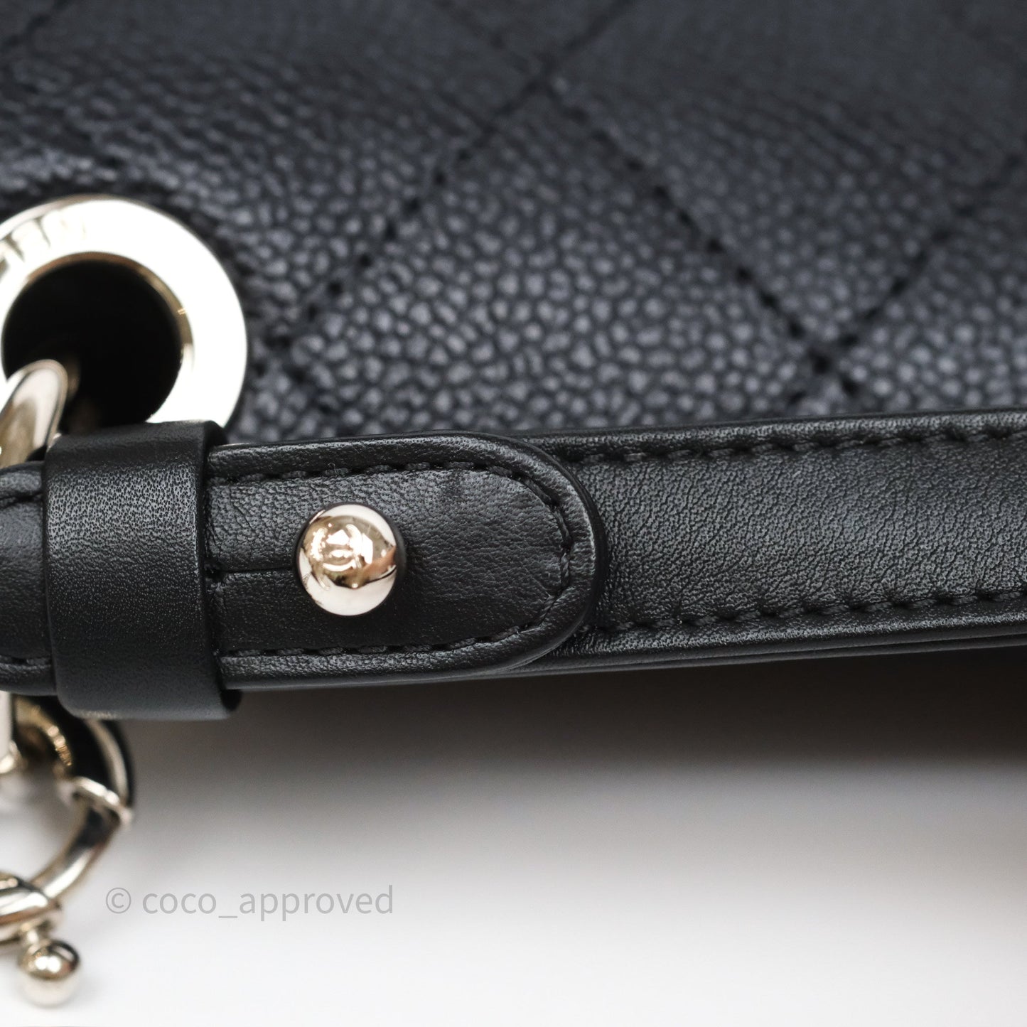 Chanel Top Handle Flap Bag Dark Navy Caviar Silver Hardware