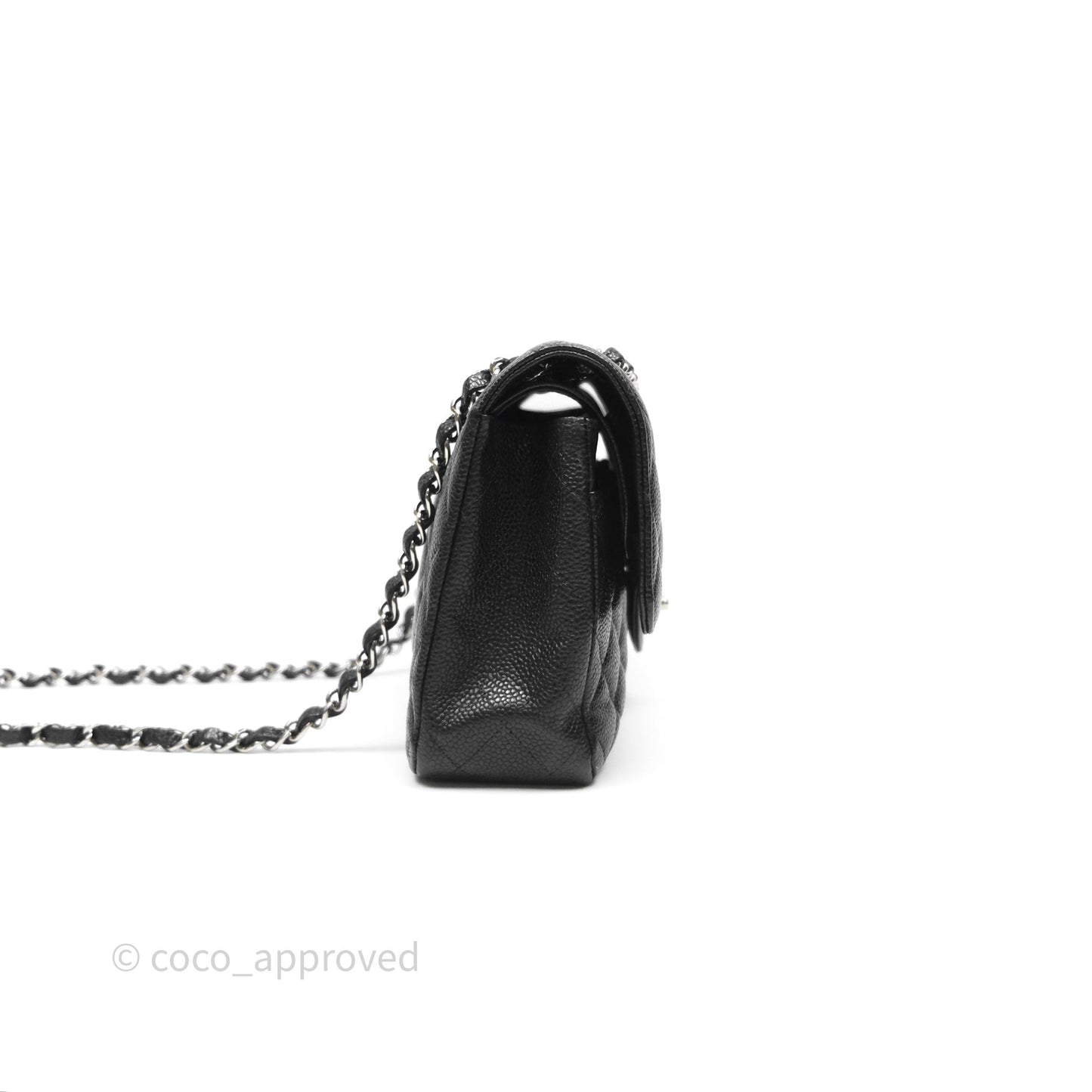 Chanel Classic M/L Medium Flap Quilted Black Caviar Silver Hardware