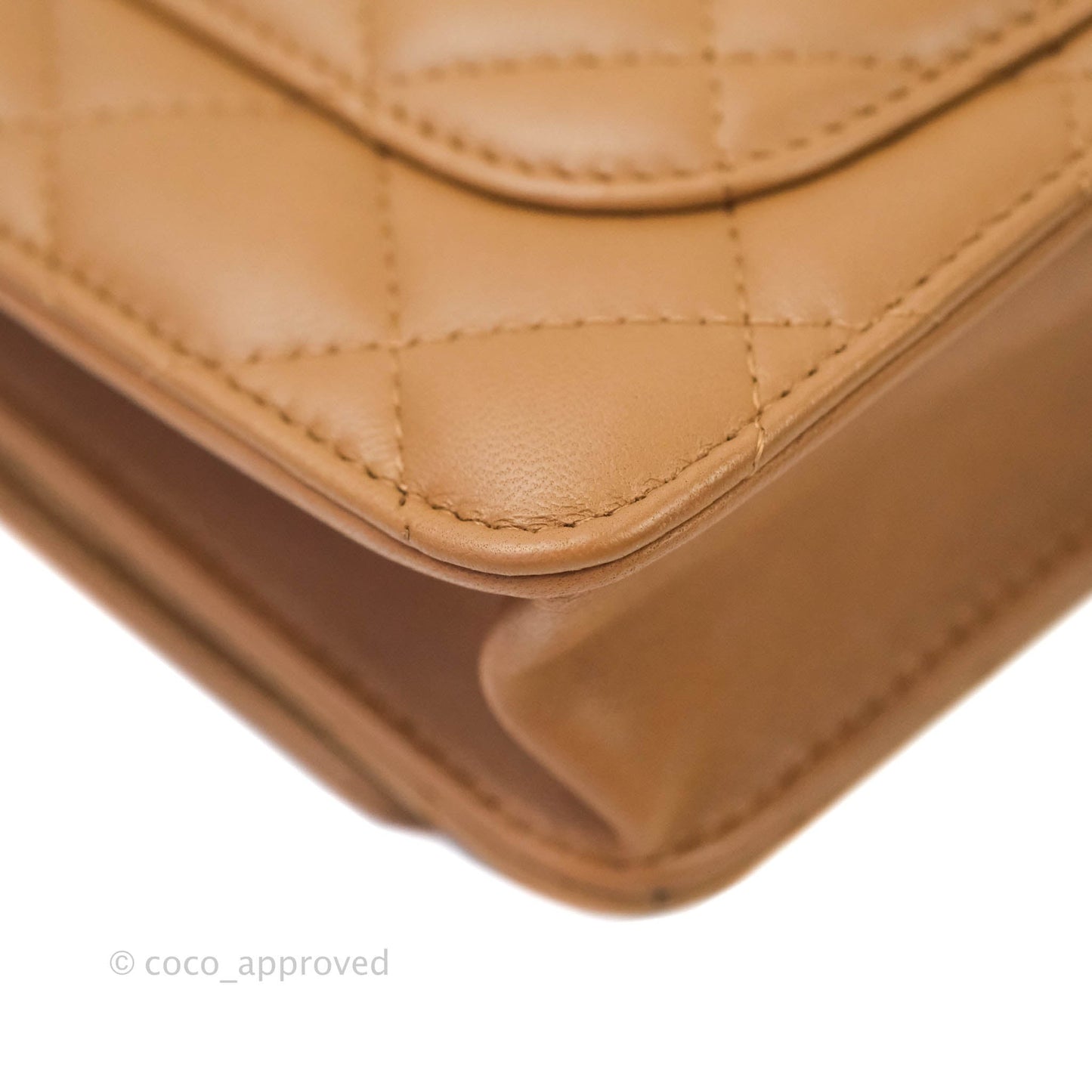 Chanel Quilted Wallet on Chain WOC Caramel Tan Lambskin Gold Hardware