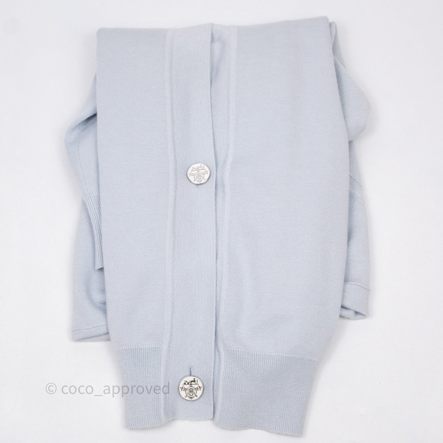 Hermès V-Neck Cardigans Silk/ Cashmere Baby Blue Size 34