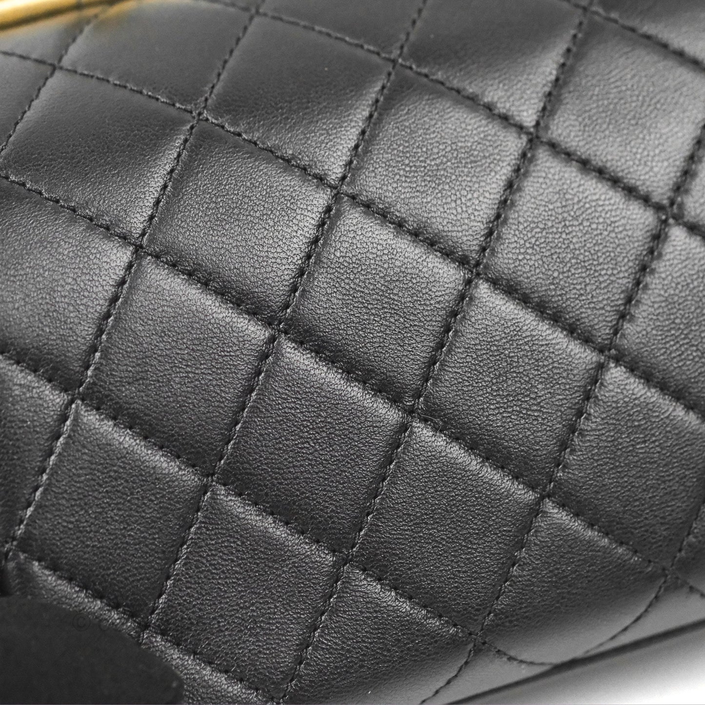 Chanel La Parisienne Top Handle Flap Bag Black Lambskin Aged Gold Hardware
