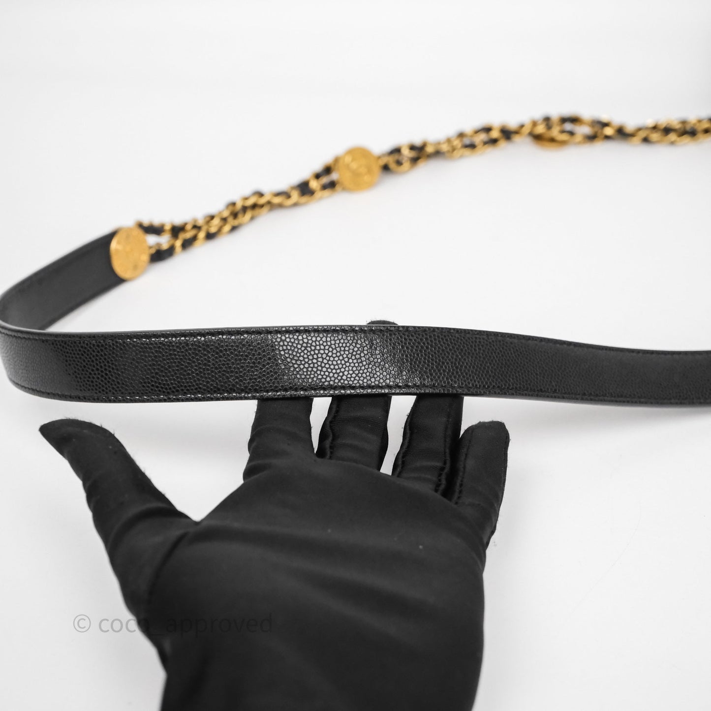 Chanel Quilted CC Coins Purse Chain Camera Case Black Caviar Aged Gold Hardware