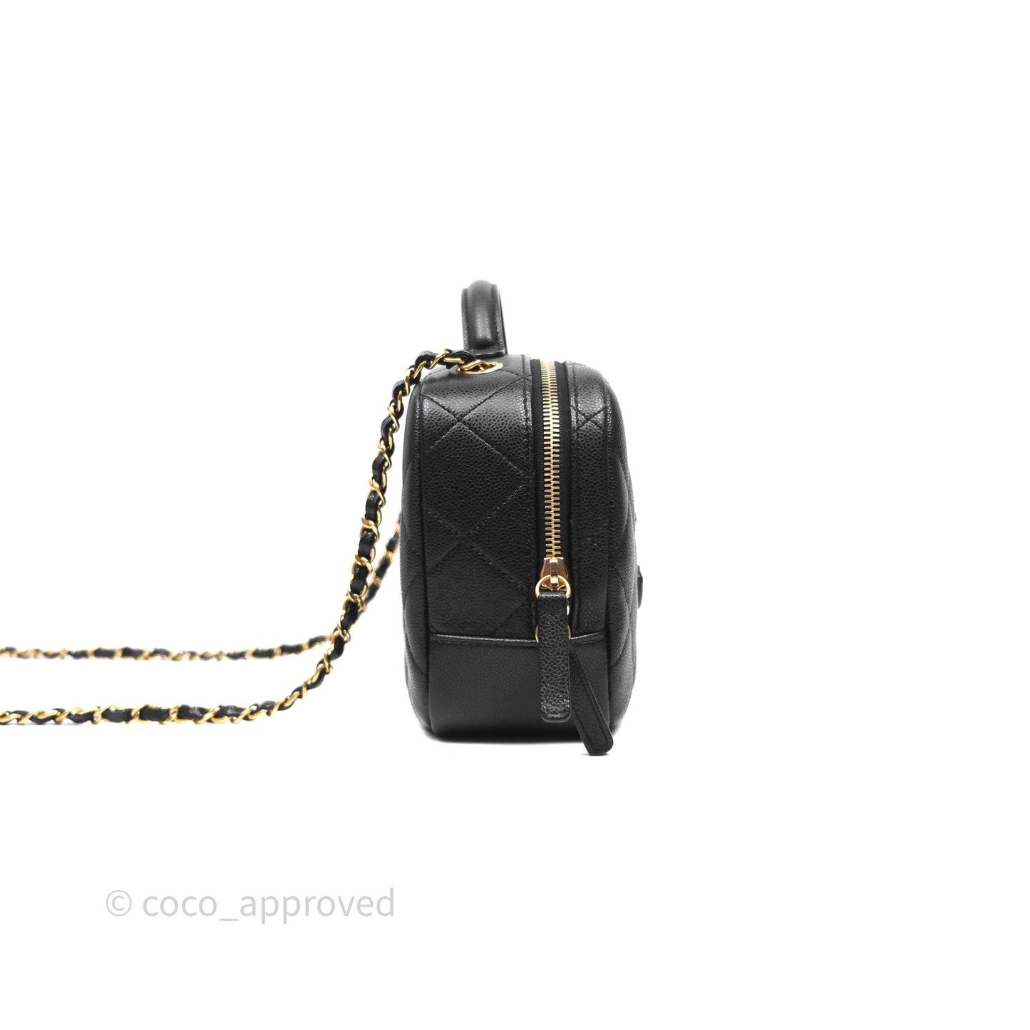 Chanel CC Top Handle Vanity Case Black Caviar Gold Hardware 23P