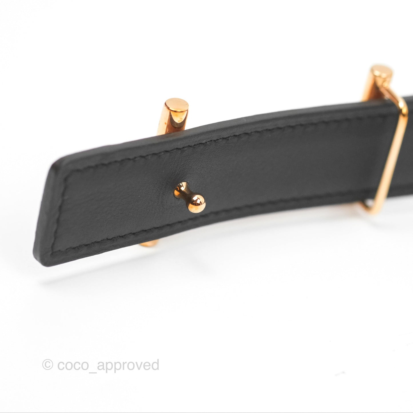 Hermès Lagune Belt Buckle & Reversible Leather Strap Gold / Noir Rose Gold Hardware 24mm