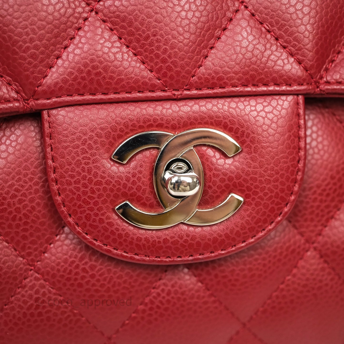 Chanel Jumbo Single Flap Dark Red Caviar Silver Hardware⁣⁣