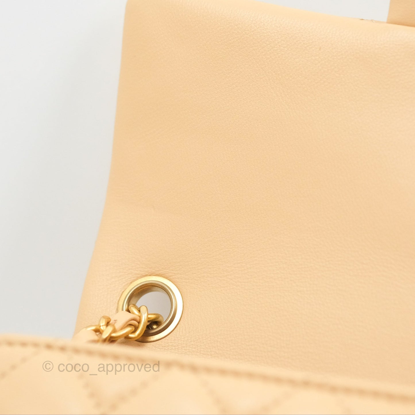Chanel Pearl Crush Mini Rectangular Beige Lambskin Aged Gold Hardware