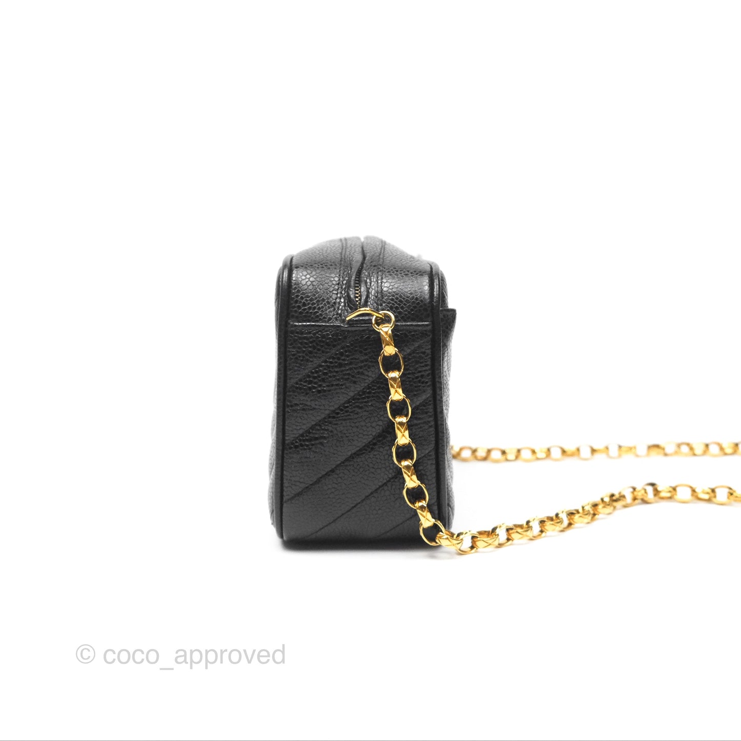 Chanel Vintage Small Camera Bag Black Caviar Gold Hardware