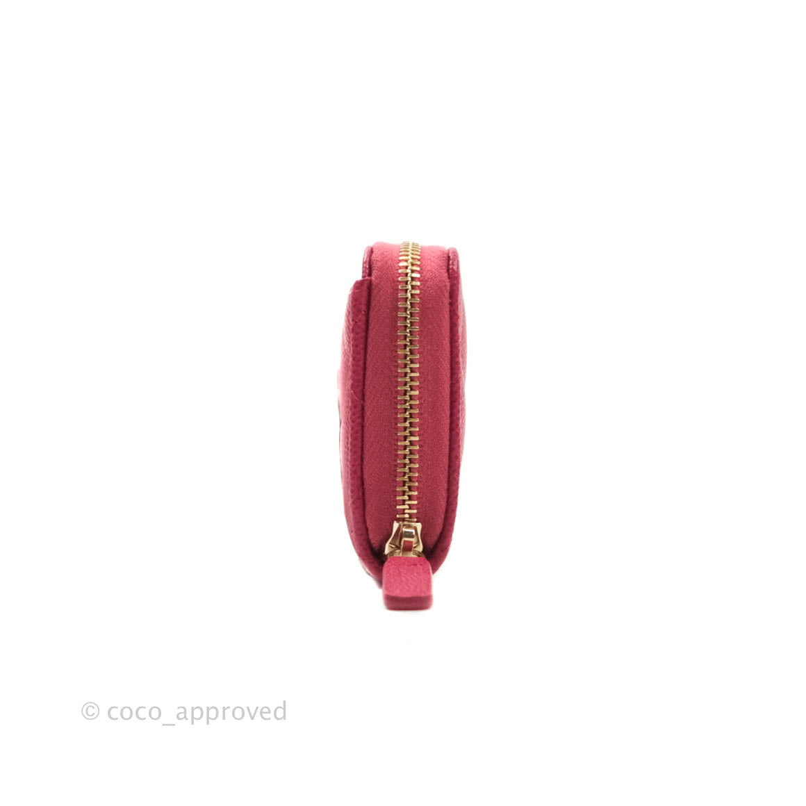 Chanel Classic Zipped Coin Purse Rosy Red Caviar Gold Hardware 21A