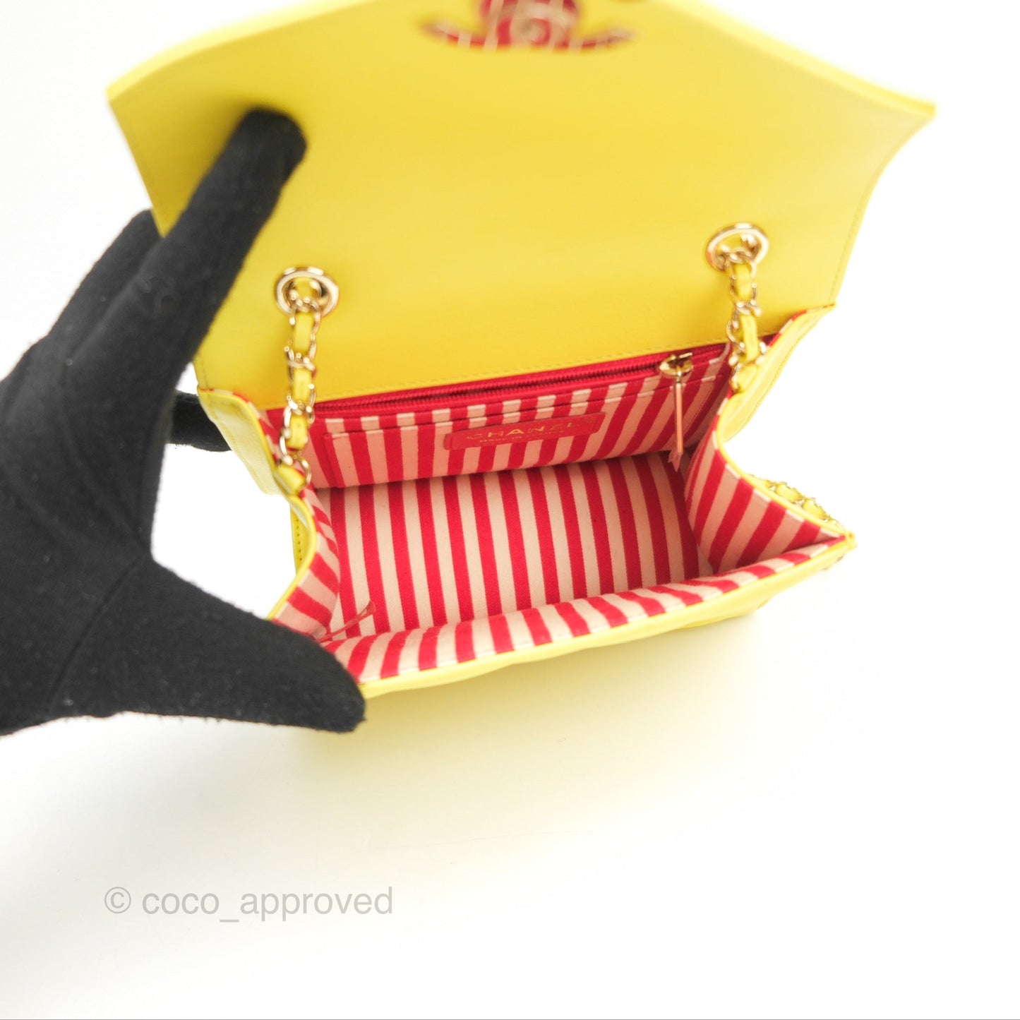 Chanel Chevron Square Envelope Flap Bag Yellow 19C