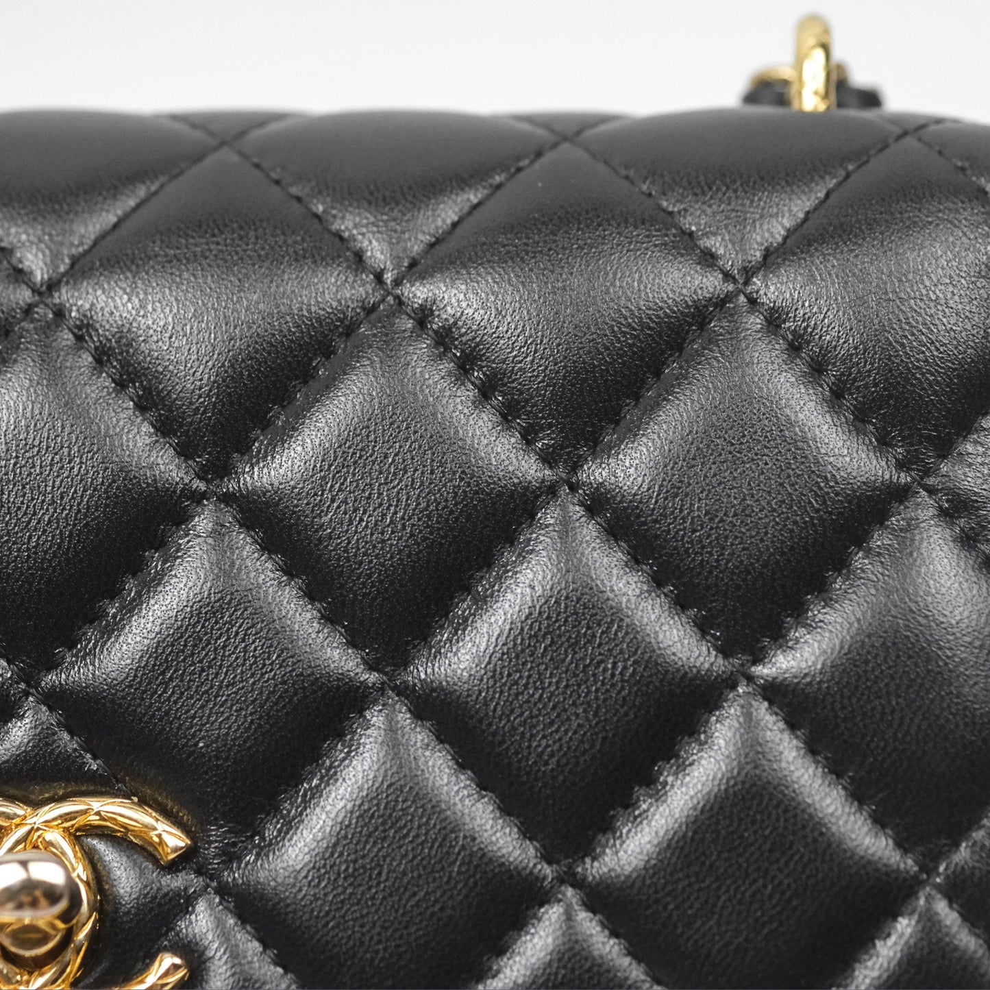 Chanel Quilted Dynasty Wallet on Chain WOC Black Shiny Lambskin Gold Hardware