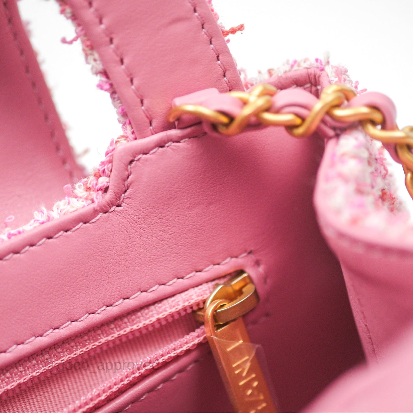 Chanel Kelly Bag Pink Tweed Aged Gold Hardware