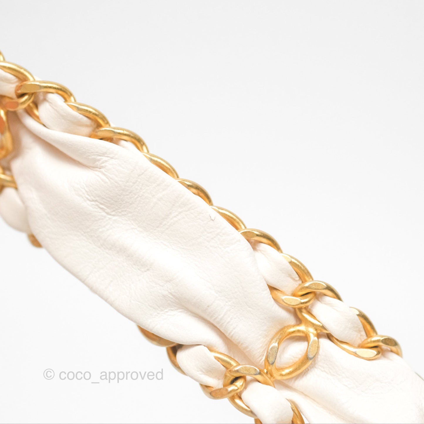 Chanel Hobo Bag White Aged Calfskin Aged Gold Hardware
