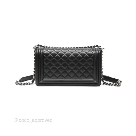 Chanel Medium Boy Quilted Black Lambskin Ruthenium Hardware