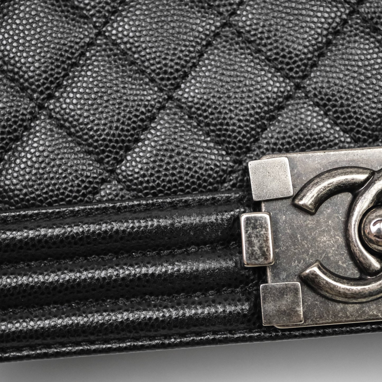Chanel Medium Boy Quilted Black Caviar Ruthenium Hardware