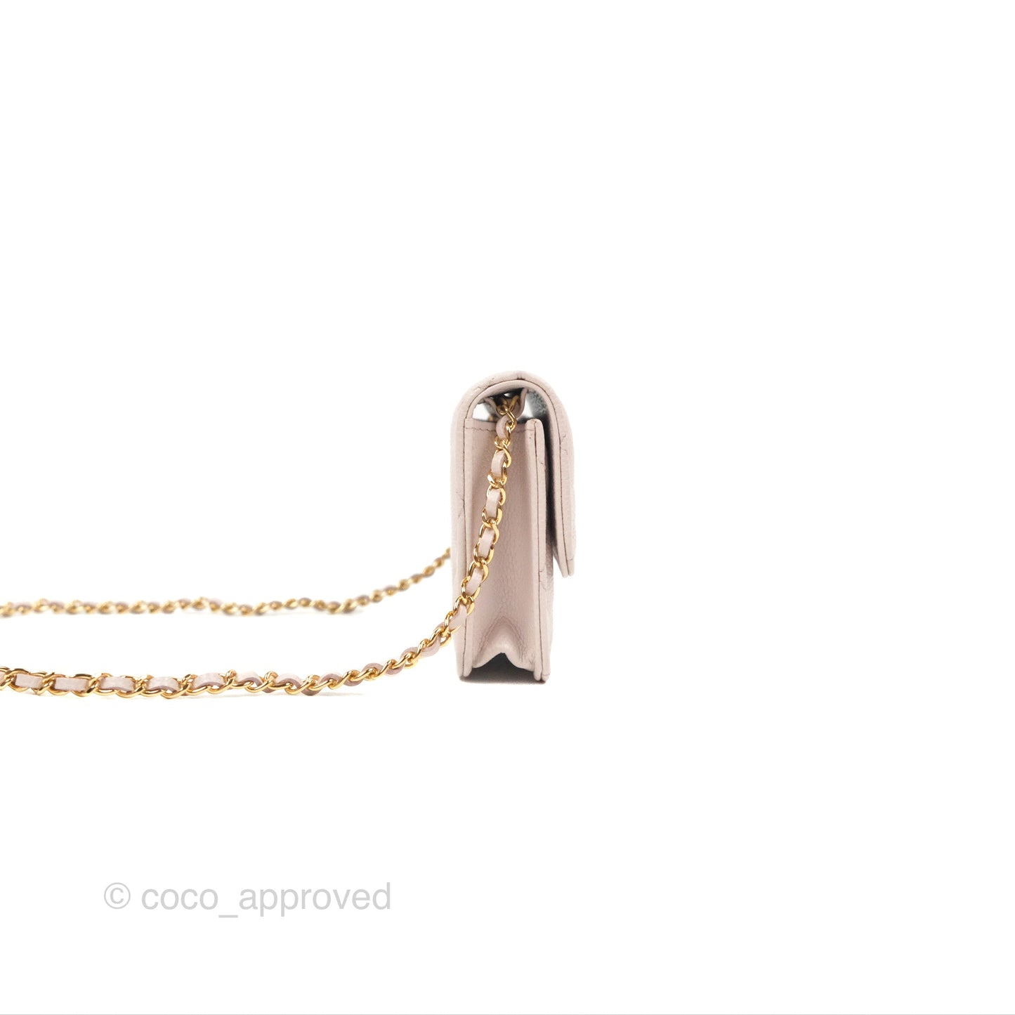 Chanel Miss Coco Clutch With Chain Quilted Lilac Pink Caviar Gold Hardware