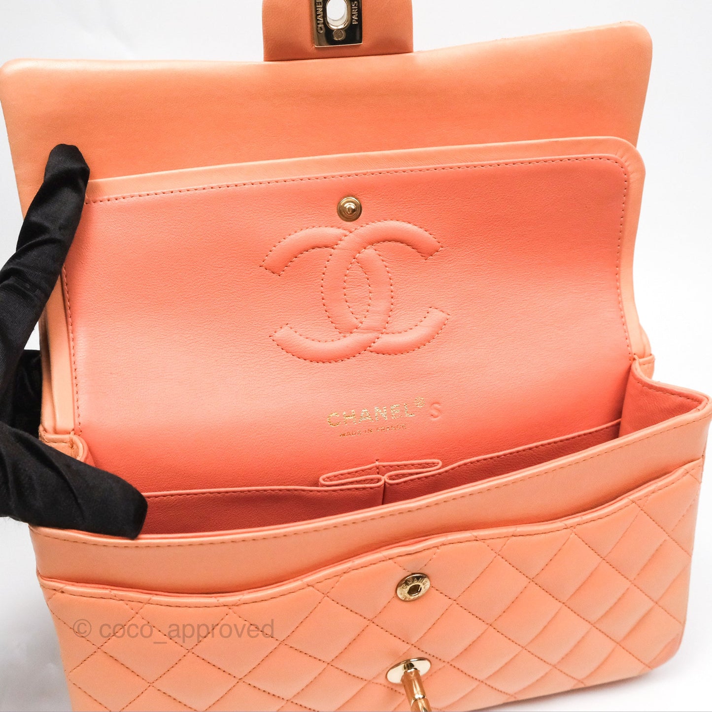 Chanel Classic M/L Medium Flap Quilted Peach Lambskin Gold Hardware