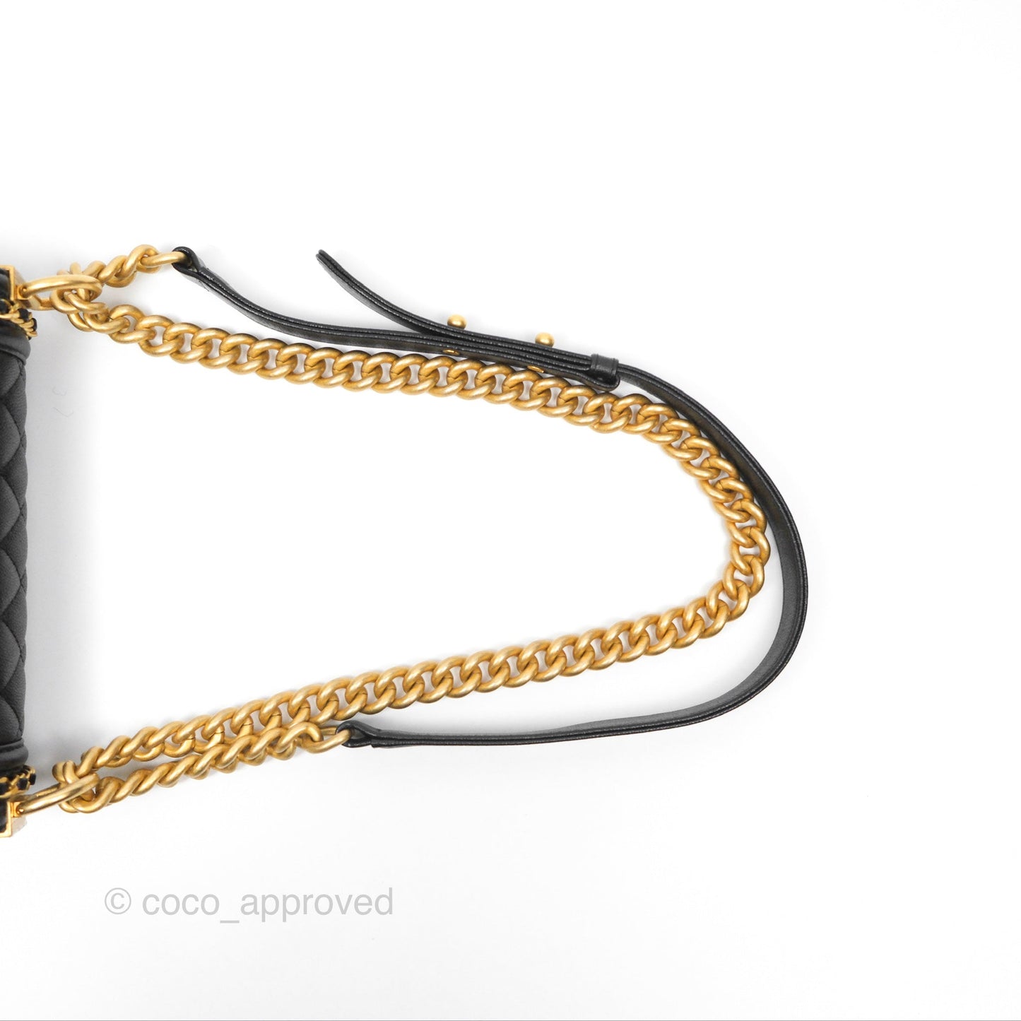 Chanel Small Chain Around Boy Quilted Black Caviar Aged Gold Hardware