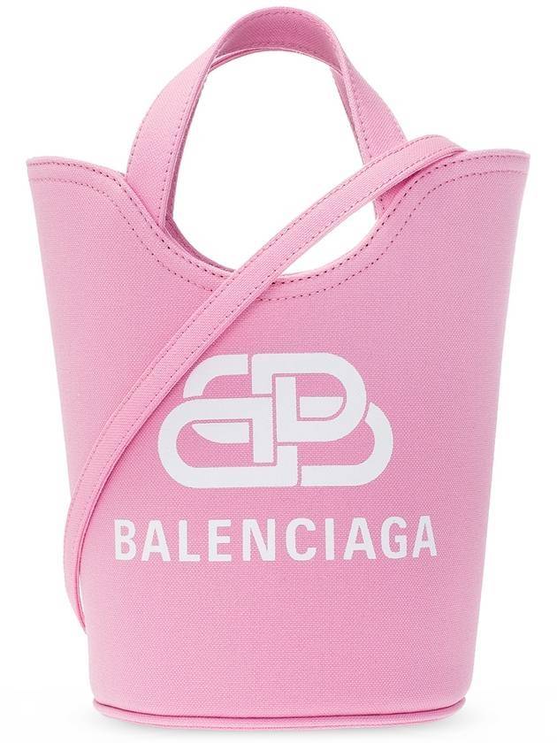 Luxury Balenciaga Logo Wave Bucket Tote Bag Pink