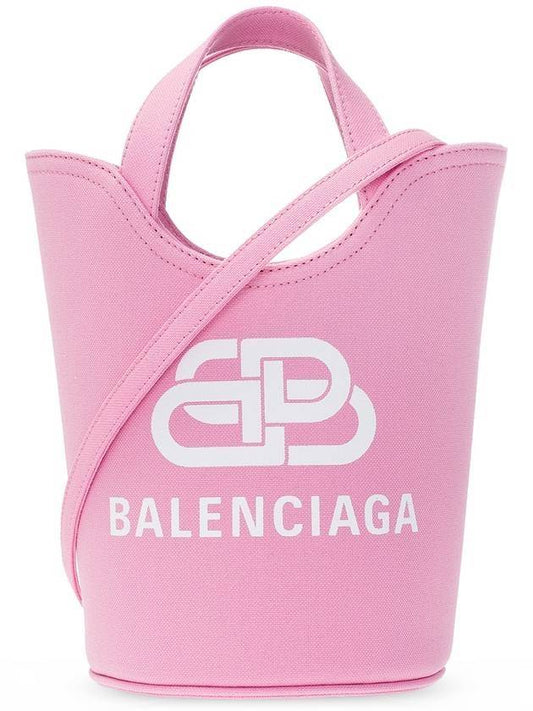 Luxury Balenciaga Logo Wave Bucket Tote Bag Pink