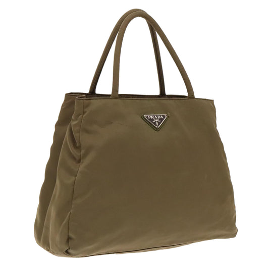 Luxury Prada Hand Bag Nylon Khaki Silver  95022