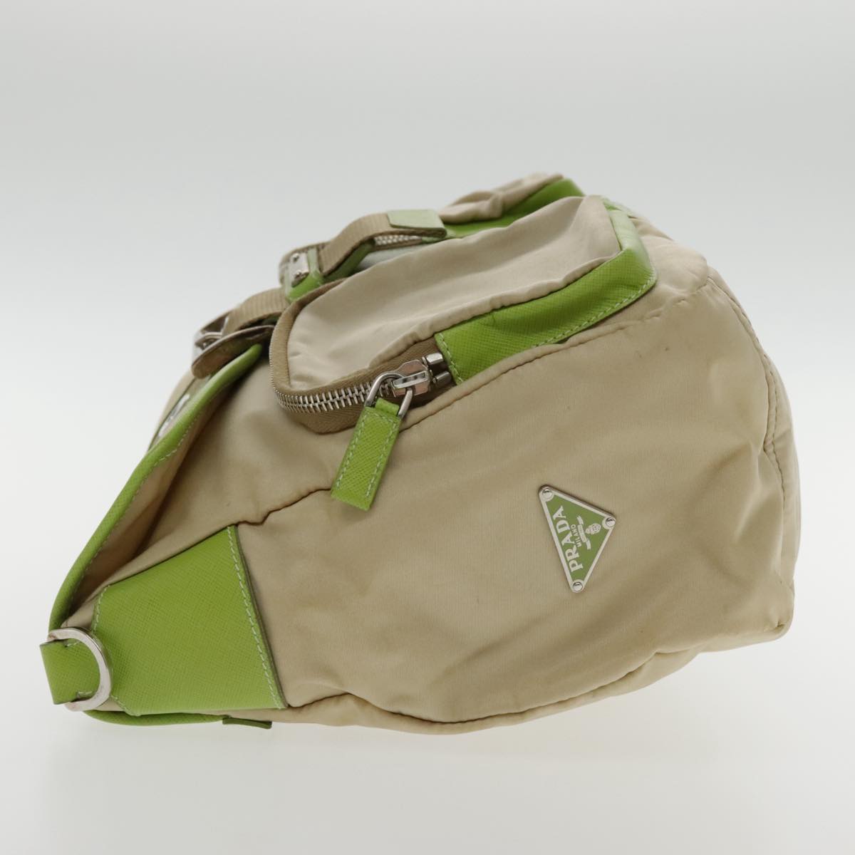 Luxury Prada Shoulder Bag Nylon Beige Silver  95024
