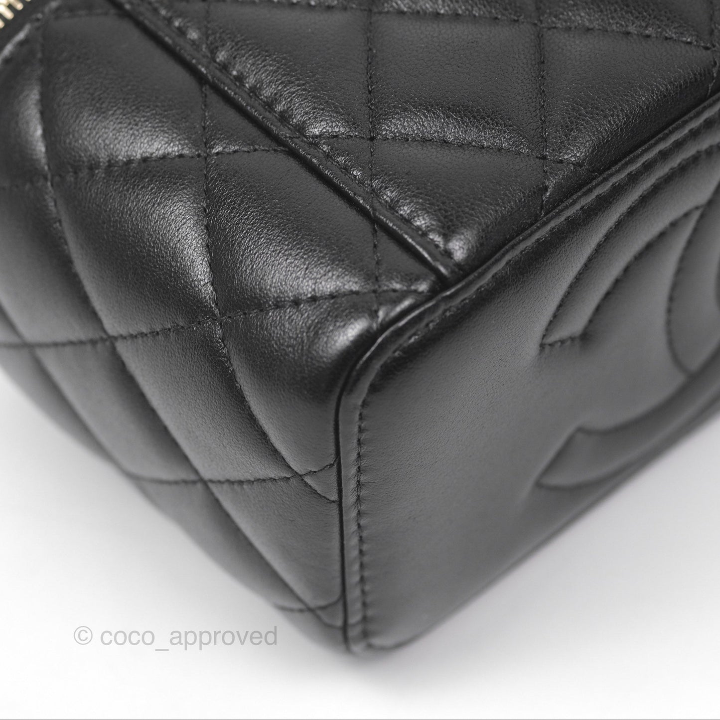 Chanel Top Handle Vanity Rectangular Black Lambskin Gold Hardware