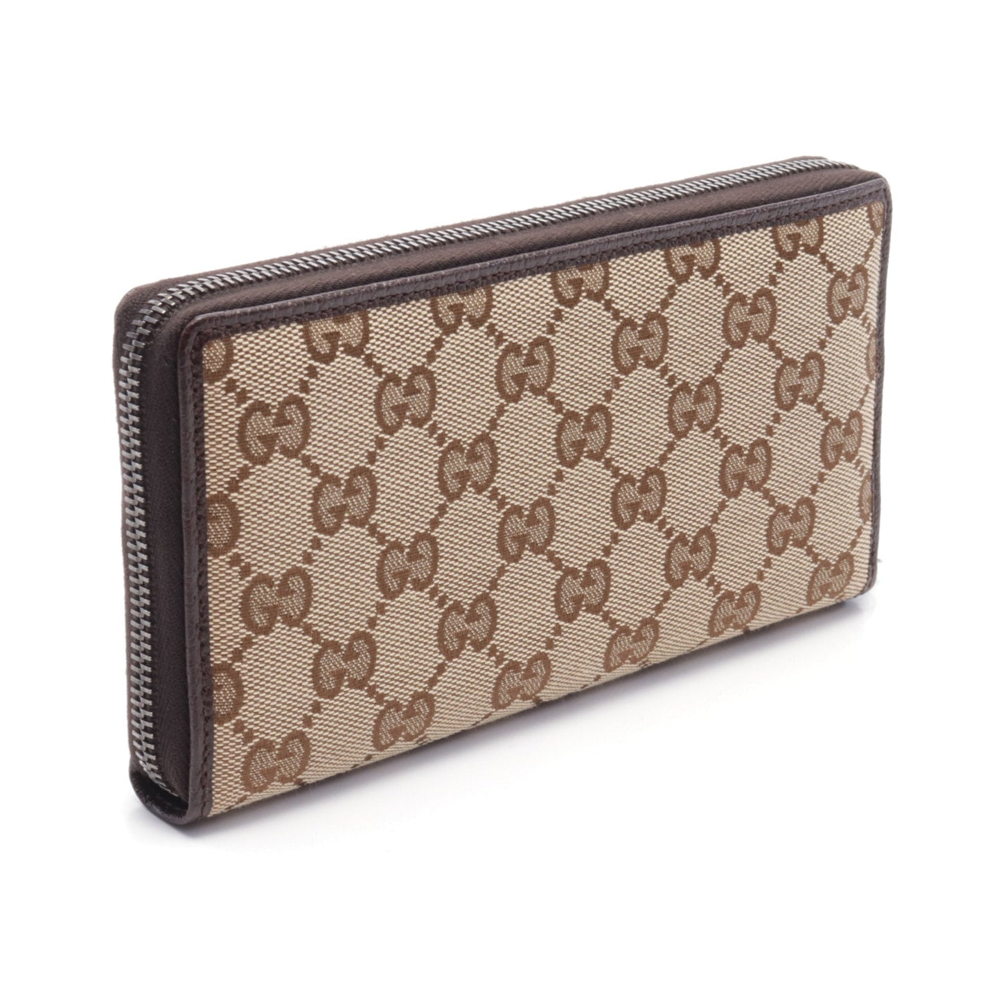 Luxury Gucci Trending 2025 GG canvas Round zipper long wallet Canvas Leather Beige Brown