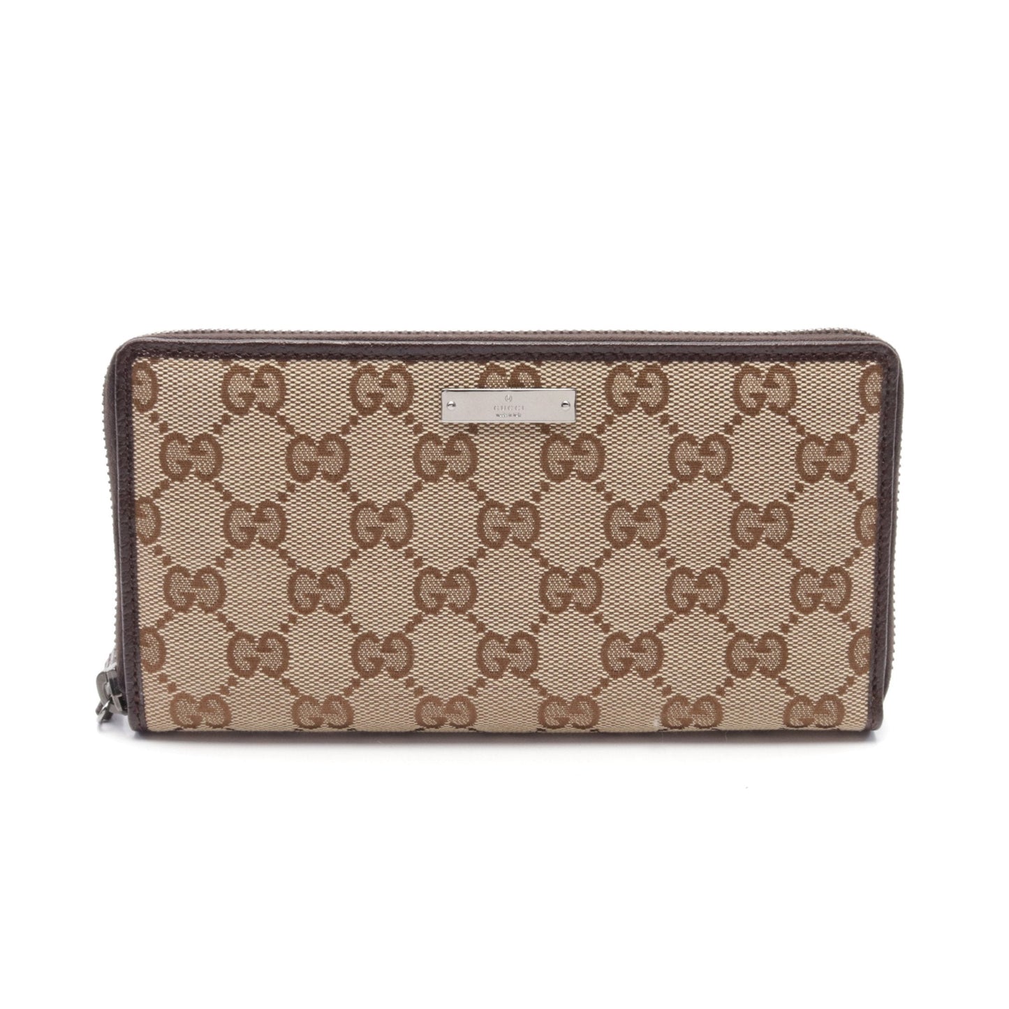 Luxury Gucci Trending 2025 GG canvas Round zipper long wallet Canvas Leather Beige Brown