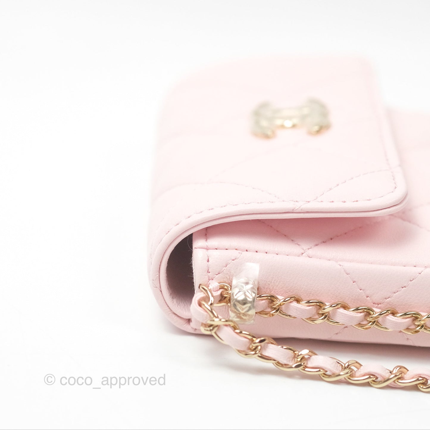 Chanel Mini Chain Around Clutch With Chain Pink Lambskin Gold Hardware