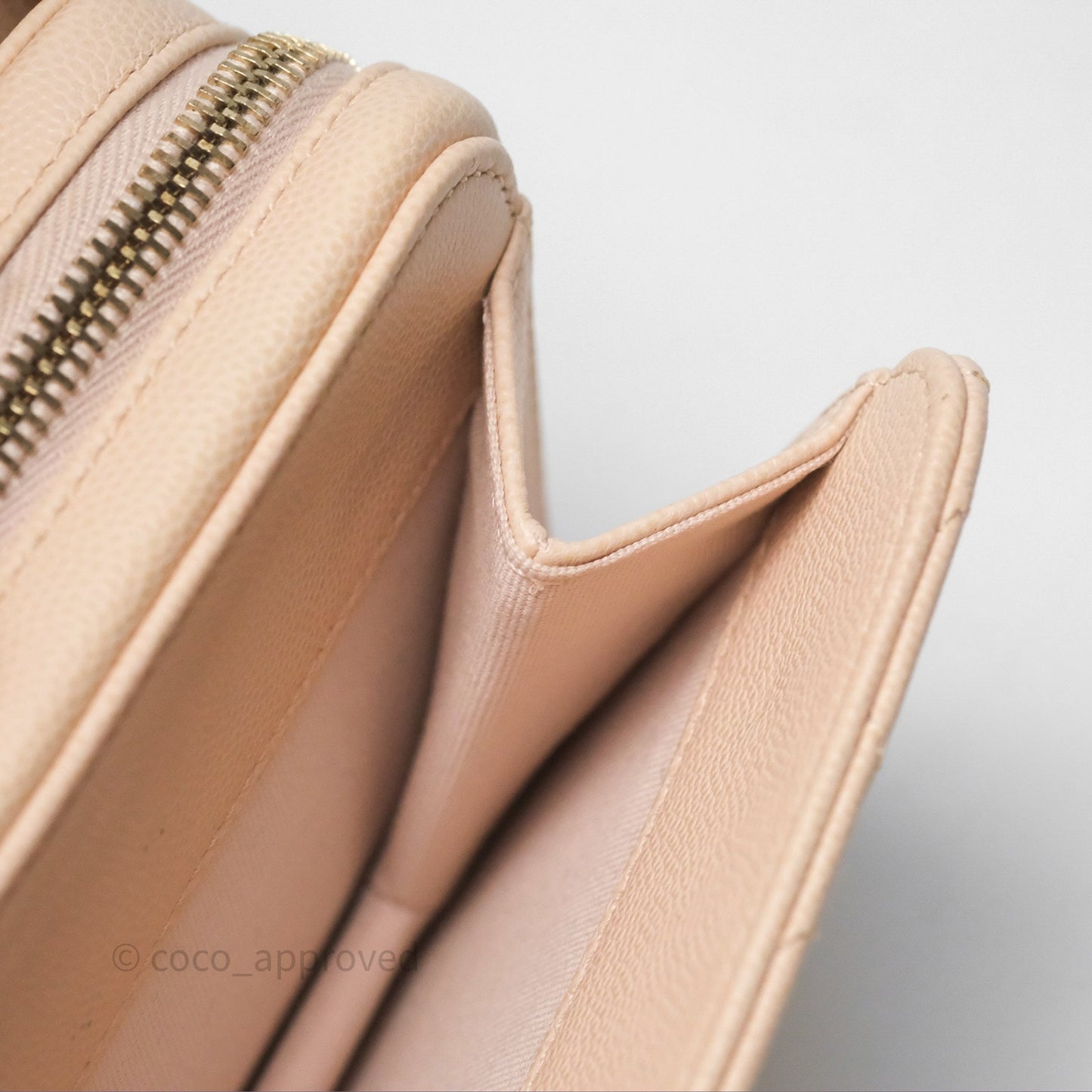 Chanel Quilted Small Like The Wallet Flap Light Beige Pink Caviar Light Gold Hardware 22C