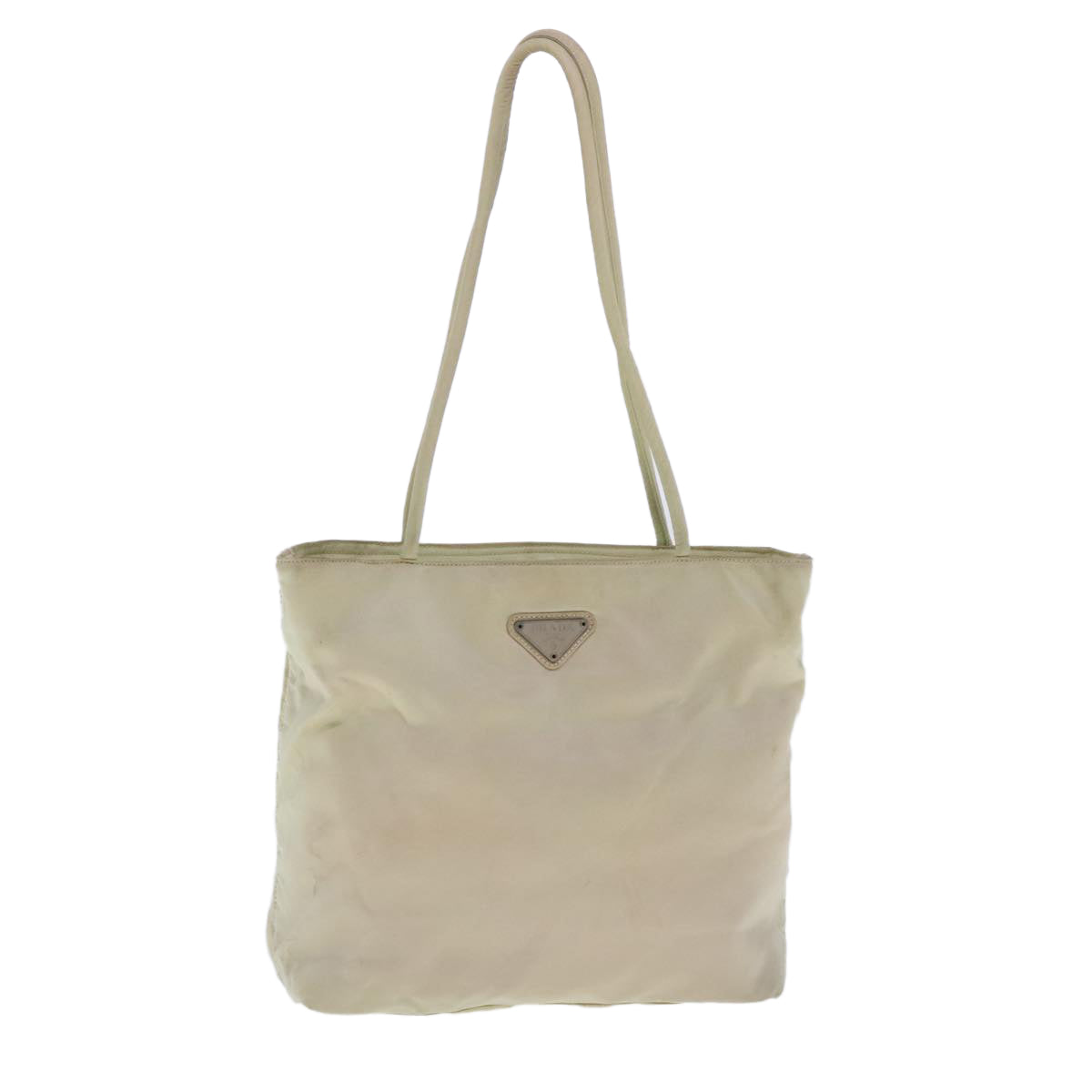 Luxury Prada Tote Bag Nylon Silver Cream  95047