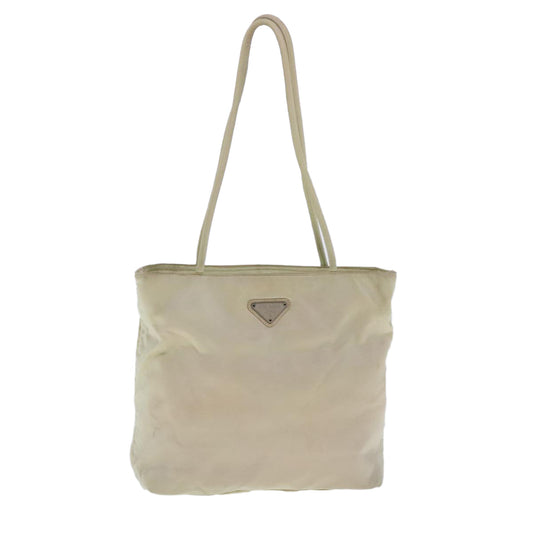 Luxury Prada Tote Bag Nylon Silver Cream  95047