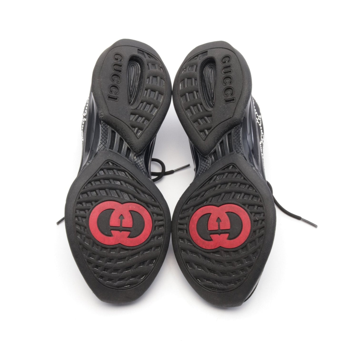 Luxury Gucci Trending 2025 Luxury Gucci Trending 2025 RUN GG pattern Sneakers Mesh Suede Black Rhinestone