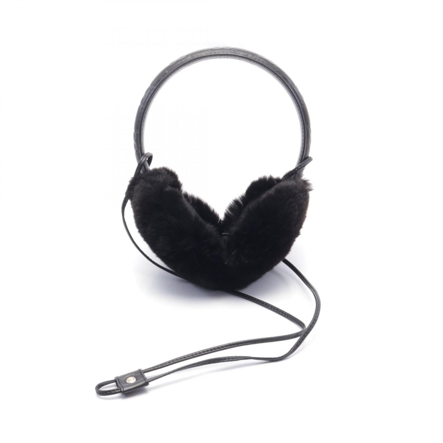 Luxury Gucci Trending 2025 Luxury Gucci Trending 2025 sima Earmuffs Accessory Leather Rabbit fur Black