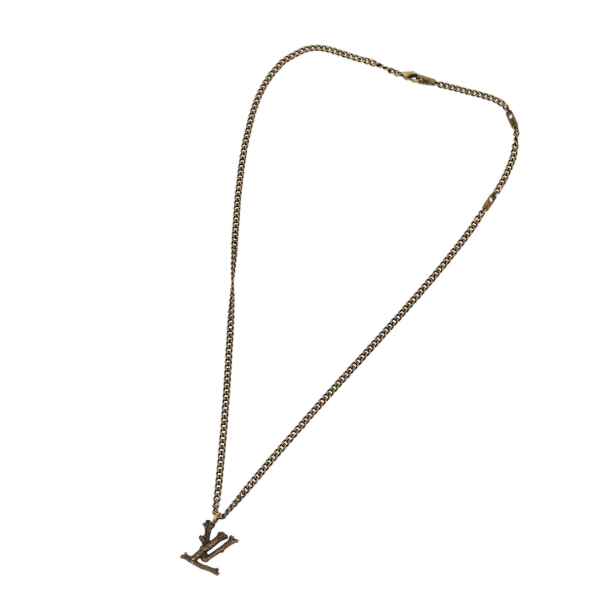 LOUIS VUITTON LV Wood Necklace metal Dark Silver MP2818 LV 95075